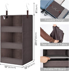 GRANNY SAYS 3-Shelf Closet Organizers and Storage, Foldable Hanging Closet Organizer, Hanging Closet Shelves with 2 Metal Hooks, Leak-Proof Hanging Shelves for Closet, Bedroom, RV, Camper, Dark Brown