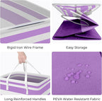 HomeHacks 2 Pack Large Laundry Baskets, Waterproof, Freestanding Laundry Hampers, Collapsible Clothes Hamper with Reinforced Handles in Laundry, College Dorm, Bathroom, Bedroom (Purple, 88Lx2)