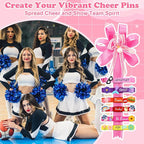 Cheer Pins Spirit Clip Set, 100 Colored Wooden Clothes Pins 340 Mini Resin Animals Ducks Letter Beads Bows Stickers Pen, Cheer Pin Decor for Cheerleading Backpack Ribbon Team Classroom Cheer Gift Bulk