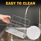 Utensil Holder for Kitchen Counter, Metal Utensil Holder Rack for Kitchen Countertop, Cooking Tools Storage for Spatula, Utensil Organizer with Marble Base, and Drainage Hole (Chrome Marble)