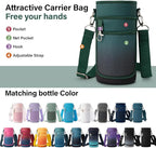 Insulated Water Bottle | Thickened Stainless Steel Vacuum Metal | Portable Sports Water Jug for Gym and Hiking with Straw, Carrier Bag, Handle Strap | BPA-Free 32 oz