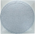 DecoPac 12" Round Silver Cake Drum Board & White Cake Box Combo, 12 Inch Square Bakery Box and Matching Cake Circle Set For Cake, Dessert, Pie, And Cookie Transport (Pack of 2)