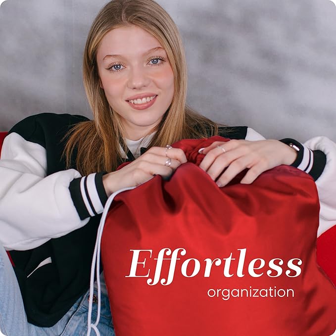 Handy Laundry Nylon XL - Large Capacity with Locking Drawstring, Machine Washable, Fits Laundry Baskets or Hampers, Holds 3 Loads of Clothes - Red (Pack of 2)