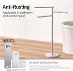 KES Free Standing Towel Racks for Bathroom with Weighted Marble Base, 40-Inch Floor Standing Towel Rack Stand, 3 Swivel Bars, Premium 18/8 Stainless Steel Brushed Finish, BTH219-2