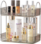 Bathroom Counter Organizer - Countertop Storage, Cosmetics & Skincare Shelf, Makeup Organizer, Perfume Tray, Spice Rack for Kitchen (2 Tier - Grey)