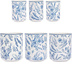 Bico Blue Garden Toile De Jouy Ceramic Utensil Holder Set of 2, Ceramic Kitchen Utensil Crocks for Countertop, Large Cooking Tool Holder Counter Decor, Spatula Organizer