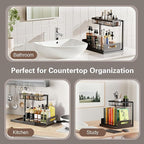 VUSIGN Under the Sink Organizer, 2-Tier Pull Out Cabinet Organizer, Metal Slide Out Storage for Bathroom Kitchen, 1 Pack, Black