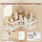 Veken Corner Shower Caddy 5-Pack, Advanced Rustproof Design, No Drilling Adhesive Shelves, Rack with Soap Holder, Large Capacity Bathroom Organizers and Storage, Wall-Mounted Kitchen&Home Decor,White