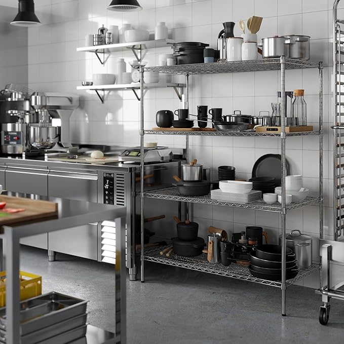 24" Deep x 48" Wide x 64" Height Wire Shelving Kit | 4-Tier | NSF Commercial Storage Rack Unit