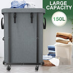 40 Gal(150L) High Grade Large Laundry Basket with Wheels, Rolling Laundry Hamper, Laundry Cart with Metal Frame and Removable Bag Design, Suitable for Laundry Room, Bedroom