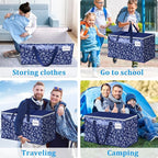 HomeHacks Moving Bags, Extra Large Size Moving Boxes, Heavy Duty Luggage Bags with Smooth Zipper and Sturdy Handles, Large Capacity & Easy Loading Storage Totes for Space Saver 125L, 6-Pack, Blue