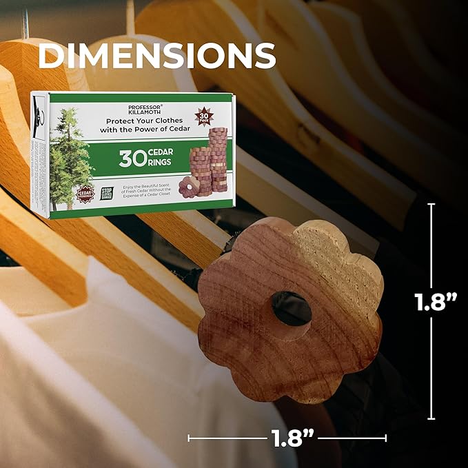 30 Cedar Rings for Clothes Storage - Stop Clothes Damage - 30 Fresh Cedar Rings to Protect Your Clothes