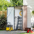 Aoxun 30"x21" Outdoor Metal Storage Shed, Vertical Cabinet with Lockable Door & Sloping Roof, Outdoor Storage Cabinet for Garden, Patio and Lawn(Brown)