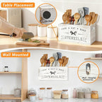 Extra Large and Durable Retro White Wooden Kitchen Utensil Holder - Ideal Kitchen Decor for Countertop with Party and Home Use （Retro White Extra Large）