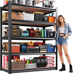 Garage Shelving-2050 lbs 5 Tier Storage Shelves,Adjustable Heavy Duty Metal Shelving Unit and Storage Large Rack,Utility Steel Shelf for Warehouse Industrial Pantry Basement -78"x45"x20",Black