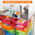 Giantex 15-Drawers Rolling Storage Cart, Mobile Book Paper Organizer Utility Trolley with Wheels, Ideal for School, Office, Home (Rainbow)