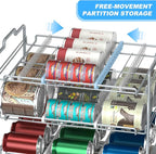4 Tiers Stackable Can Rack Organizer, Wear-resistant Upgrade Beverage Food Can Dispenser Holder Holds up to 48 Cans for Kitchen Cabinet and Pantry (Silver)