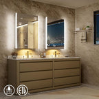 24x32 LED Bathroom Medicine Cabinet Mirror with Smart Night Lamp, Surface or Recessed Fogless Lighted Medicine Cabinet Mirror with Outlet &Clock,Built-in Sensor Light& Soft-Close Right-Hinge