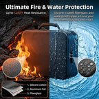 Fireproof Document Box (Soft-Shell) with Lock, 5200°F Fireproof & Water-Resistant File Organizer for Important Documents, Certificates, Passport & 14" Laptop, Home Office Travel