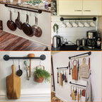 Toplife 31.5 inch Pot Rack, Kitchen Wall Mounted Detachable Pan Lid Utensils Organizer Hanging Rail with 14 Hooks, Black