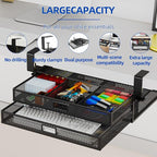 Under Desk Drawer Organizer No Drill Metal Under Desk Storage Drawer Container 2 Slide Out Cabinet Drawer Suitable for Home And Office (Extra Large)