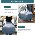 Durable Collapsible Laundry Basket, 90L Clothes Hampers for Laundry, Foldable Laundry Basket with Handles, Tear-proof Pop Up Hampers for Bedroom, Bathroom, Kids Room, Dorm, Travel or Campout Blue
