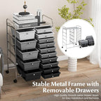 RELAX4LIFE 15-Drawer Storage Drawer Carts - Mobile Rolling Utility Cart w/Wheels, Craft Organizer for Classroom Organization and Storage, School, Office, Home, Storage Organizer Cart (Gradient Black)