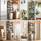 Over-The-Toilet Storage Rack, 4-Tier Bathroom Organizer Shelf Over Toilet with Adjustable Shelf and Basket, Freestanding Space Saver Bathroom Shelves Above Toilet for Room (Rustic Brown)