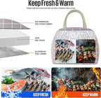 Lunch Bag Women/Men Lunch Box Women/Men (Grey+White Blocks)
