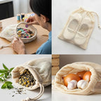 LITO LINEN AND TOWEL Organic Cotton Mesh Produce Bags – Mixed Size Reusable Grocery Bags (12 Pack) | Washable, Lightweight & Breathable Storage for Fruits, Vegetables, Bulk Foods & Zero Waste Living