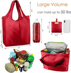 BeeGreen Foldable Travel Bag Reusable Shopping Bags for Groceries - 6 Pack Large Collapsible Bags - Lightweight Machine Washable Tote Bags - Colorful Kitchen Grocery Bags (Red, Orange, Green)