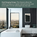 Hamilton Hills Bathroom Mirror with Storage - Wall Mounted Medicine Cabinet with 4 Glass Shelves and LED Backlighting - Modern Rectangular Organizer for Bathroom Décor 16 x 26 Inch - White