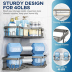 MAXIFFE 3 Pack Corner Shower Caddy with Soap Holder, Large Capacity Sturdy Easy Install No Drilling Stainless Steel Hold 40 LBS Shower Organizer Shelves Rack Storage for Family Renters Bathroom, Grey
