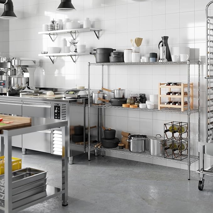 14" Deep x 60" Wide x 54" Height Wire Shelving Kit | 3-Tier | NSF Commercial Storage Rack Unit