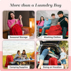 Handy Laundry Nylon XL - Large Capacity with Locking Drawstring, Machine Washable, Fits Laundry Baskets or Hampers, Holds 3 Loads of Clothes - Red (Pack of 2)