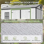 10 x 8 FT Resin Outdoor Storage Shed, All-Weather Plastic Garden Shed with Windows, Lockable Doors & Floor, Plastic Tool Shed for Poolside, Backyard, Patio