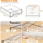 Yieach 2.2'' High Small Clear Stackable Storage Drawers,4 Pack Desk Organization and Storage Bins,Plastic Office Supply Organizer,Acrylic Drawer Storage Organizer for Makeup,Accessory,Pen,Art Crafts