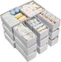 Vtopmart 18 Pack Baby Clothes Organizer, Dresser Drawer Organizer for Baby Clothing, Foldable Fabric Closet Drawer Storage Bins, Dresser Dividers for Bra, Socks, Ties, Scarf