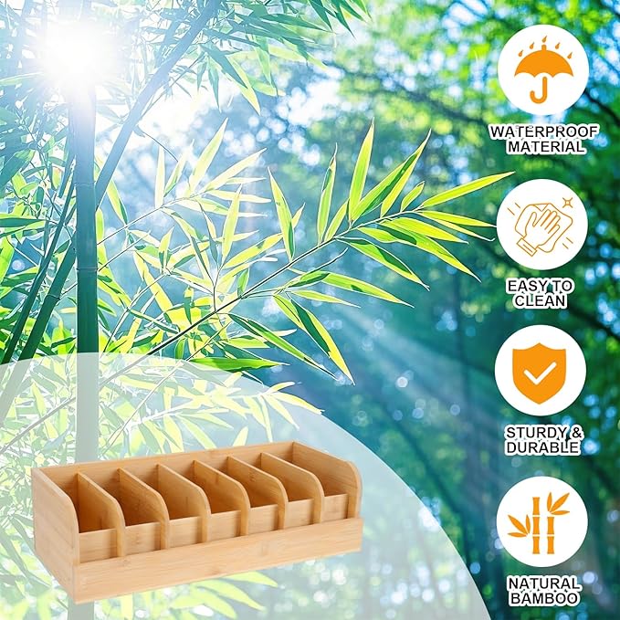 GTI Belt Organizer,2pcs 7 Compartments Belt Organizer for Closet and Drawer, Bamboo Display Case for Tie and Belt, Belt Storage Organizer for Men Women (Wooden)