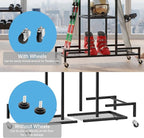Standing Ski Storage Rack, Holds Snowboards & Skis, 3-Tier Organizer for Gear, Black - Ski Rack for Garage with Anti-Slipmat