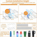 Yieach Stackable Water Bottle Organizer for Stanley,Yeti 40 oz and Others Tumbler Organizer,2 Tier Waterbottle Storage Rack,Clear Acrylic Cup Organizers for Kitchen Cabinets,Countertop,Pantry Shelf