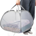 Collapsible Laundry Baskets, 90L Large Foldable Laundry Basket, Durable Mesh Pop Up Hampers for Laundry, Dirty Clothes Laundry Hamper for Bedroom, Bathroom, Dorm, Laundry Room, Travel or Camping Grey