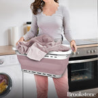 BROOKSTONE 11 GALLON XL 24" Collapsible Laundry Basket & Clothes Hamper, Comfort Non-Slip Handles, Modern Laundry Hamper with Space Saving Design, Portable Pop-Up Hamper, BPA FREE, Blush Pink, 1 Pack
