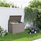 47 Gallon Resin Deck Box Outdoor Storage Box for Patio Furniture,Outdoor Cushions,Garden Tools and Pool Supplies,Waterproof,Lockable(Grey,47Gallon)