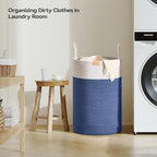 Laundry Hamper 75L,Large Laundry Basket for Clothes,Decorative Storage Basket for Blankets,Cotton Rope Woven basket for bedroom,Navy Blue