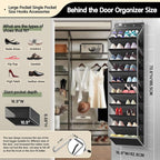 10 Tier Over The Door Organizer - Heavy Duty Hanging Storage Rack with Sturdy Oxford Fabric, Holds 20+ Pairs of Footwear, Boots & Sneakers, Saves 50% Closet Space (Black)