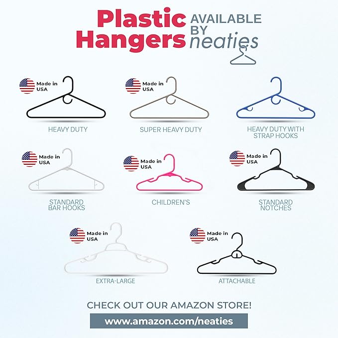 Neaties Heavy Duty Clothes Hangers 36 Pack – Made in the USA – 8lb Capacity Plastic Hangers for Adult Clothing – Durable for Pants, Coats, Jackets, or Jeans – Pink