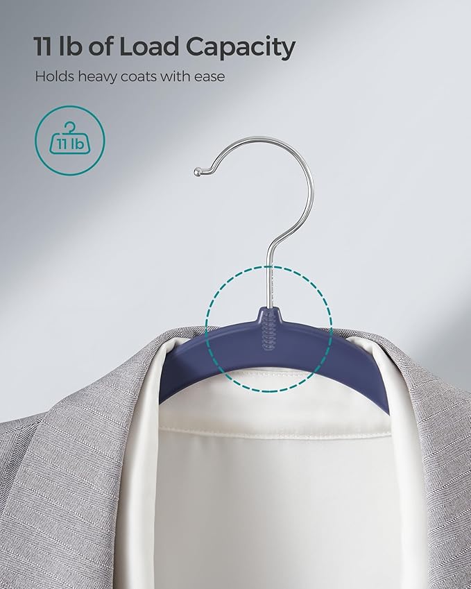 SONGMICS Clothes Hangers, Pack of 50 Plastic Coat Hangers, Space-Saving, Dark Blue Ash and Light Blue Ash UCRP050C05