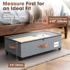 Under Bed Storage Containers with Wheels, 9.5 inches Higher Underbed Shoes Blankets Clothes Toy Storage Drawers for College Dorms Bedrooms Nursery Rooms Organization, 2 Pack to be Assembled