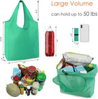 BeeGreen Groceries Reusable Bags for Shopping Compact Cute Solid Color Cloth Grocery Totes Set of 12 Fold up Packable Recycling Shopper Baggies w Zipper Carry Pouch for Supermarket